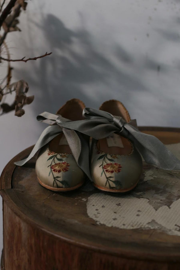 MUTEDANCE bow embroidery shoes MD22FW74 gray green PM57